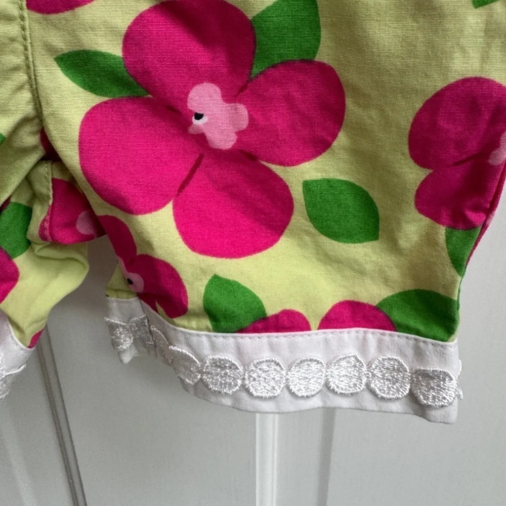 NWOT Gymboree 0-3M Girls Green & Pink Floral Lace Shorts